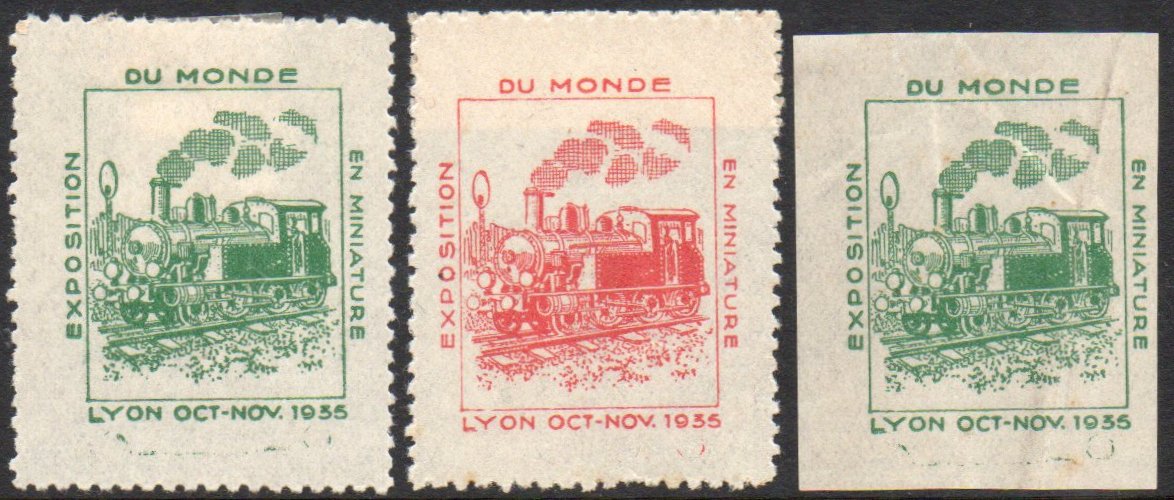 France : Lyon : Timbres Vignettes Cinderella Exposition du Monde en Miniature, Lyon 1935